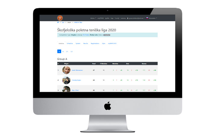 Sistem za vodenje tenis lig in tenis turnirjev - sloTENIS.si
